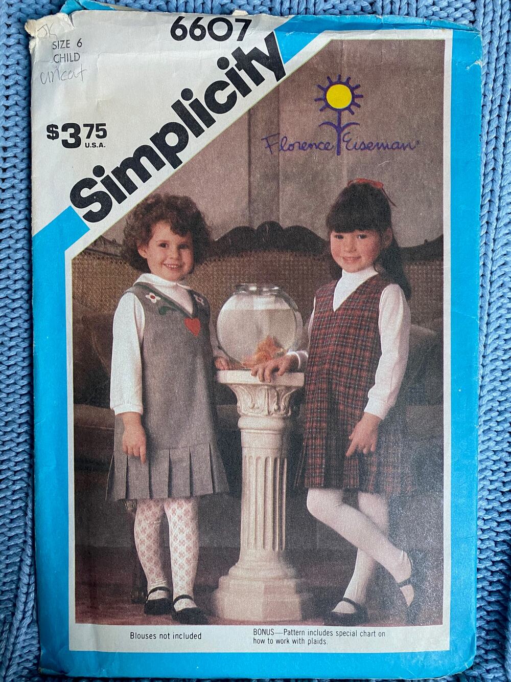Simplicity sewing pattern  6607 girls jumper pleated skirt